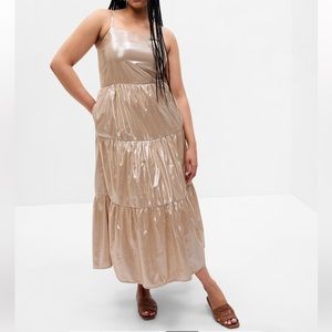 GAP Metallic Tie-Back Tiered Maxi Dress - Sz MT